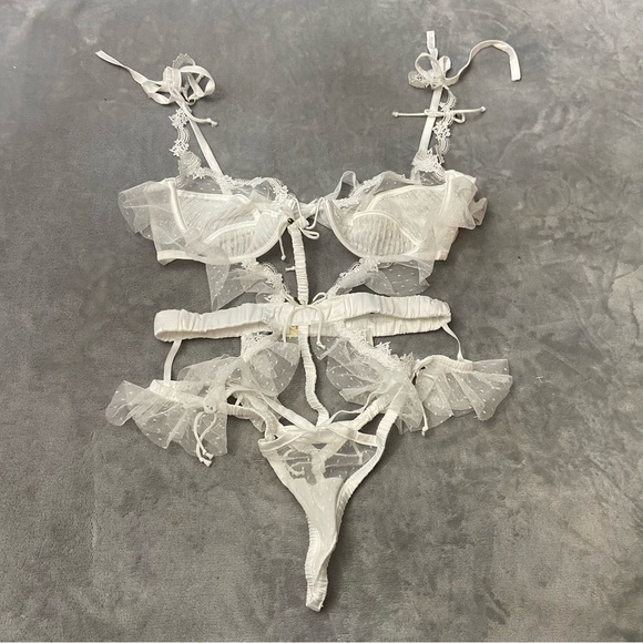 New! For Love and Lemons White Eternal Rose Teddy 10450 - Picture 5 of 14